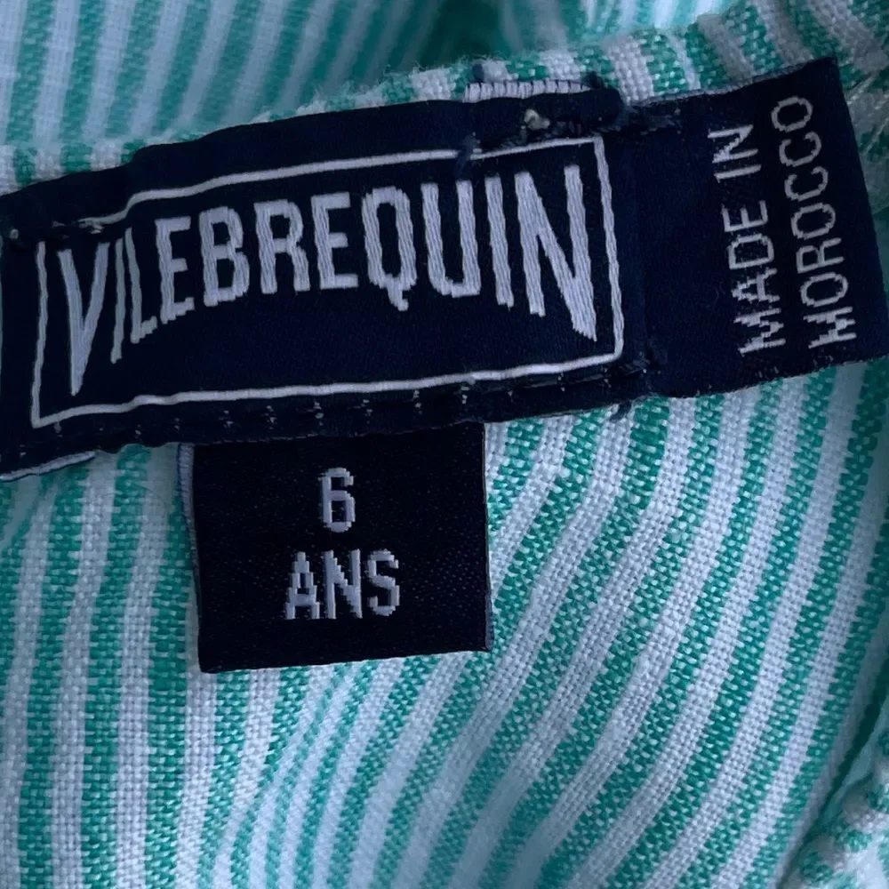 Vilebrequin Striped Sleeveless Dress with Embroidered Detail Size 6